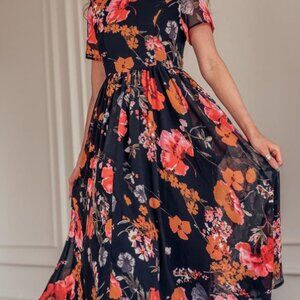 JESSAKAE Pensive Poppy Midi Dress – Size M